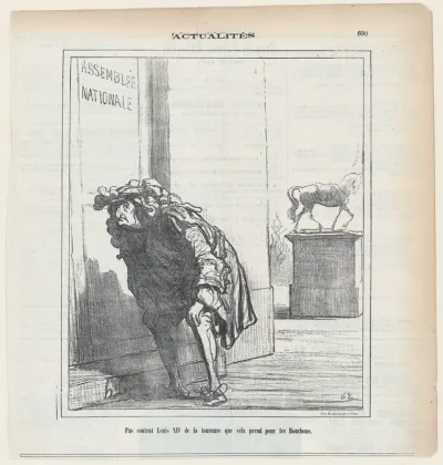 Louis XIV troubled at the prospects for the Bourbons, from 'News of the day,' published in "Le Charivari"