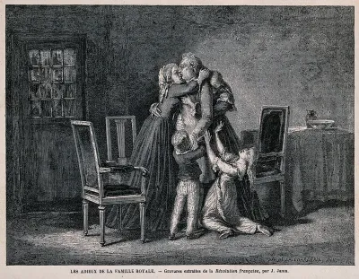 Louis XVI's farewell from his wife Marie Antoinette and their distressed children