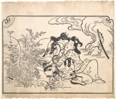 Lovers Beside Flowering Autumn Grasses