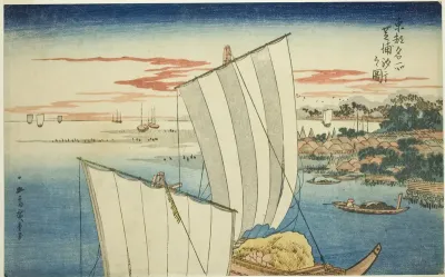 Low Tide at Shibaura (Shibaura shiohi no zu), from the series "Famous Views of the Eastern Capitol (Toto meisho)"