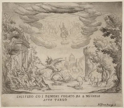 Lucifer and Demons Fleeing Saint Michael