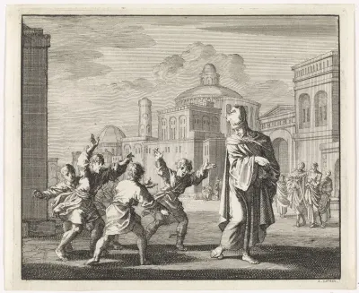 Lucius, de Ariaanse bisschop van Alexandië, trapt op een bal
