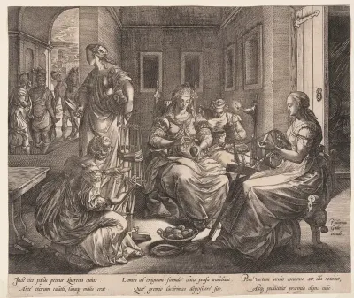 Lucretia and her Women Spinning, from The Story of Lucretia
