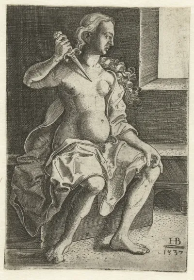 Lucretia steekt mes in haar borst