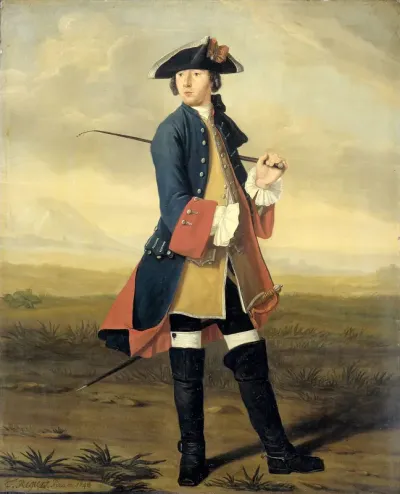 Ludolf Bakhuysen II (1717-82). Schilder, in het uniform der Dragonders