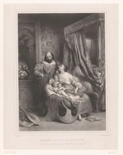 Ludovico Ariosto met zijn maîtresse en twee zoons