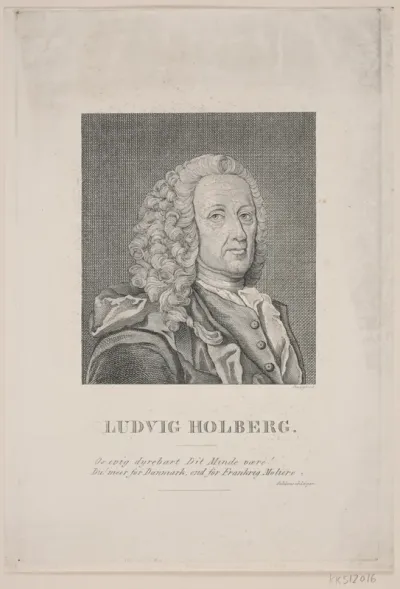 Ludvig Holberg. Illustration til "Holbergiana, Smaa-skrivter af og om Ludvig Holberg", 1832-35