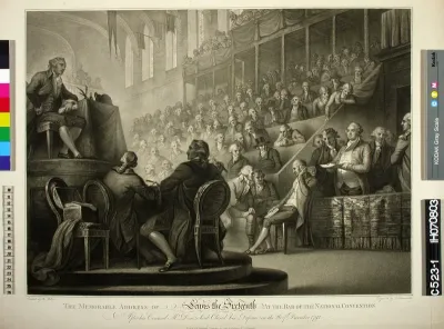 Ludvig XVI Kansalliskonventin edessä 26. joulukuuta 1792