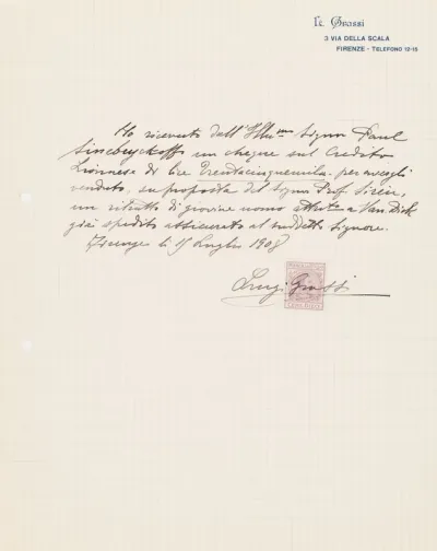 Luigi Grassi's letter to Paul Sinebrychoff 15.7.1908