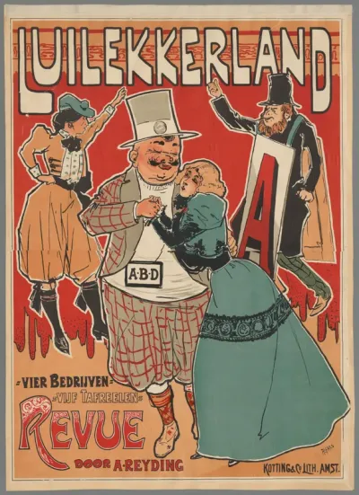 Luilekkerland Revue door A. Reyding. vier bedrijven, vijf tafreelen