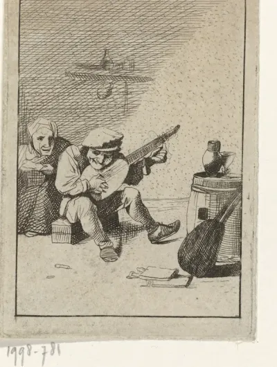 Luitspelende boer