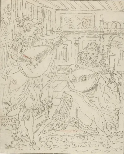 Luitspelende heer en dame