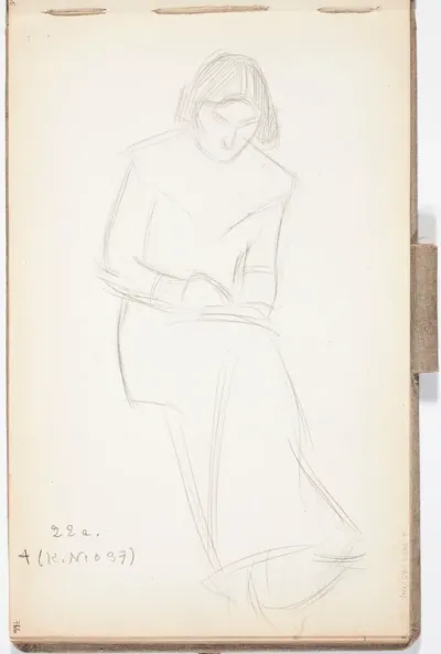 Lukeva nainen. Todennäköisesti n. 1908-09.