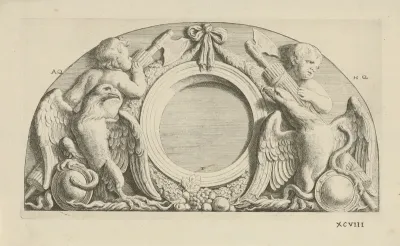 Lunette met putti, fasces, adelaars en slangen in de Burgerzaal van het Stadhuis op de Dam