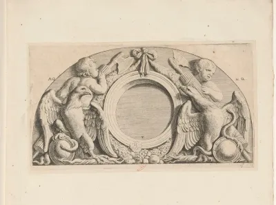 Lunette met putti, fasces, adelaars en slangen in de Burgerzaal van het Stadhuis op de Dam