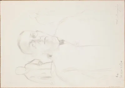 Luonnoksia prof. Ali Krogiuksen muotokuvaan. Todennäköisesti n. 1925-28. Merk.: Ali Krogius