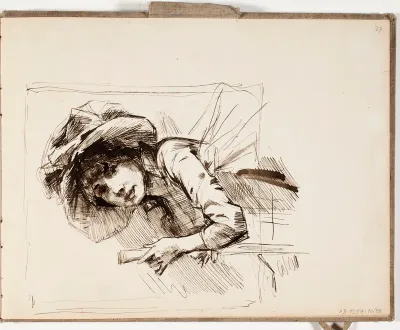 luonnos maalaukseen Direktorioajalta, 1881, tussi