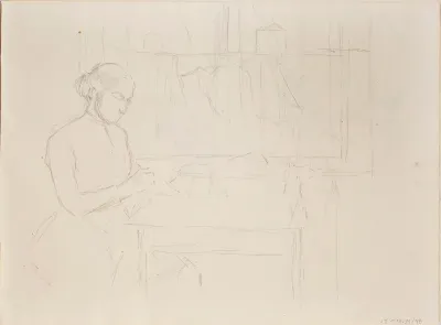 Luonnos maalaukseen Ompelijattaret, 1887
