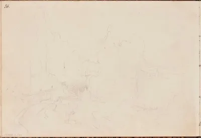 Luonnos maalaukseen Sadeilman aihe Näsijärveltä, 1960