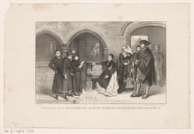 Luther als koorknaap aan de deuren van Eisenach zingende