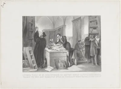Luther leest de verhalen van de evangelisten
