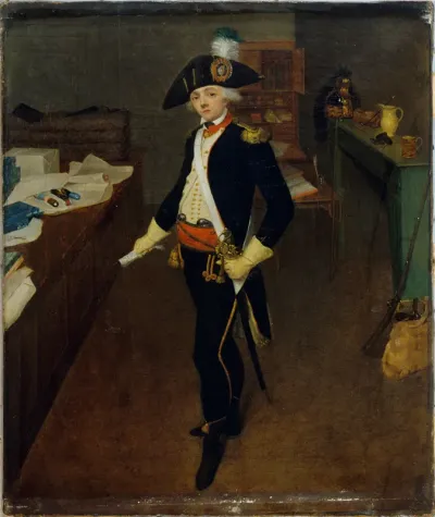 M. Estellé, marchand de galons rue Saint-Honoré, en uniforme de capitaine des chasseurs de la garde nationale, en 1790