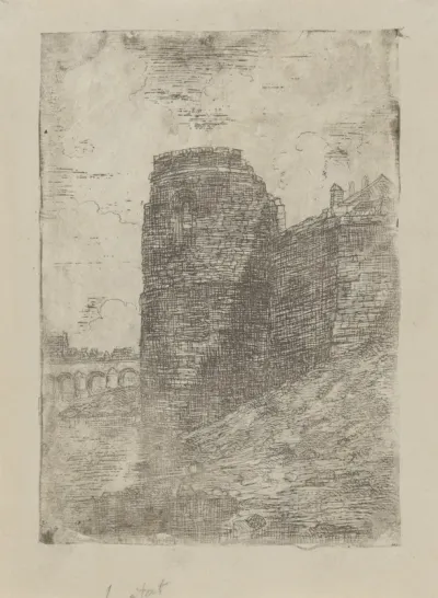 Maaspunttoren in de stadsmuur van Maastricht
