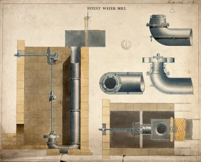 Machinery: a steam-driven water mill