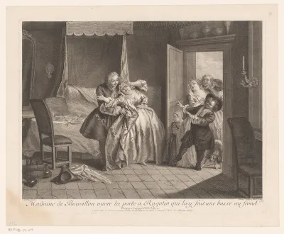 Madame de Bouvillon maakt de deur open voor Ragotin