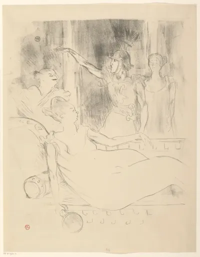 Madame Simon-Girard (Juliette Simon-Girard), Albert Brasseur (Albert Dumont) en Georges Guy in de operette La belle Hélène