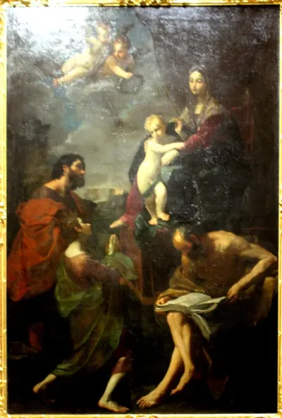 Madonna and Child enthroned with three saints