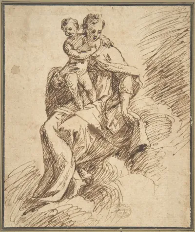 Madonna and Child on Clouds