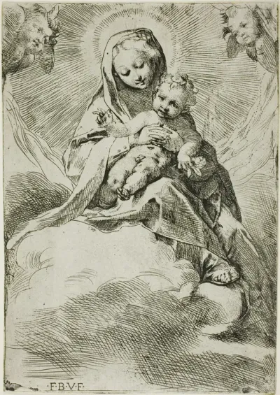 Madonna and Child on Clouds