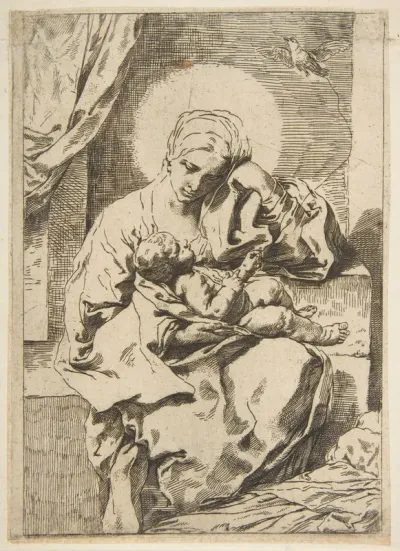 Madonna and Child with a bird, copy in reverse
