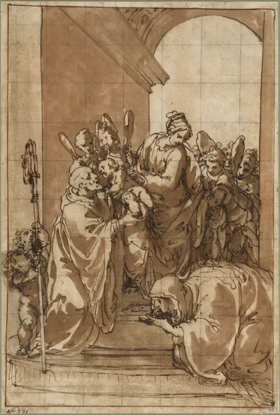 Madonna and Child with Angels, Saint Benedict, and Saint Scholastica