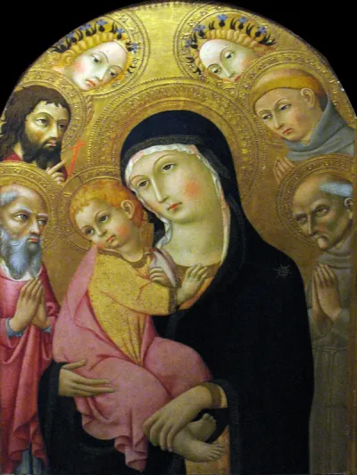 Madonna and Child with Saints Jerome, Bernardino, John the Baptist, and Anthony of Padua and Two Angels