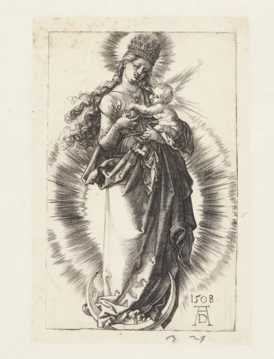 Madonna med stjernekrone, stående på seglmåne