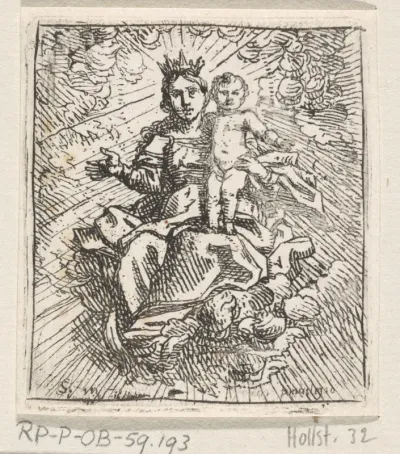 Madonna met Christuskind in de wolken