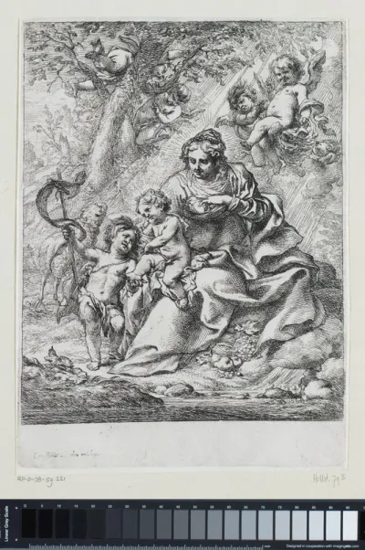 Madonna met kind en Johannes de Doper in een landschap