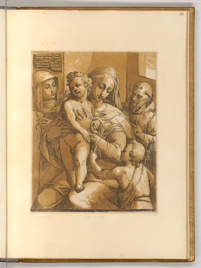 Madonna mit Kind, dem Johannesknaben, der hl. Klara und dem hl. Franziskus
