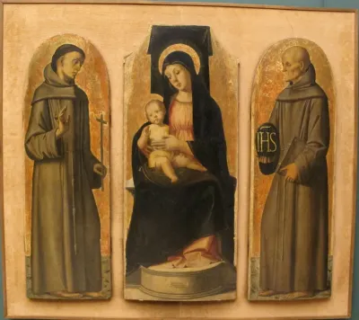 Madonna mit Kind, Saints Francis and Bernard
