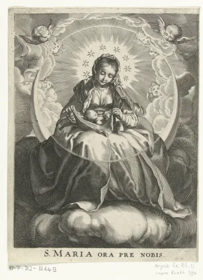 Madonna zittend op de maansikkel