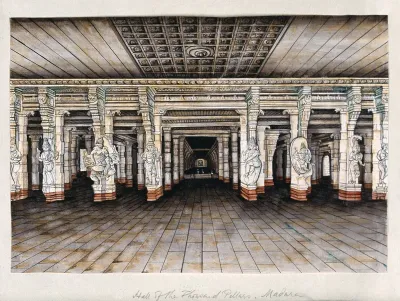 Madurai: the hall of a thousand pillars in the Meenakshi temple complex, which leads the way to the temples