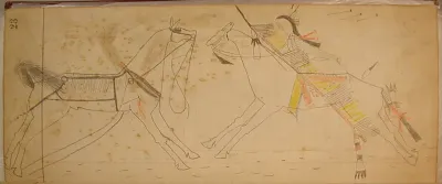 Maffet Ledger: Indian and two horses