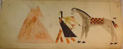 Maffet Ledger: Indian on horseback, soldier