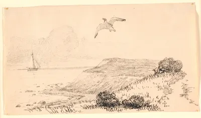 Mågen. Illustration til Kaalunds "Fabler for Børn". Se kommentar fra arkkatalog.