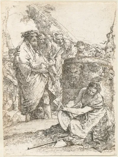 Magician and Other Figures before a Burning Altar with Skull and Bones
