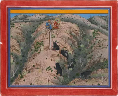 Maharaja Fateh Singh Hunting Female Bears
