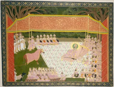 Maharana Sarup Singh Inspects a Prize Stallion