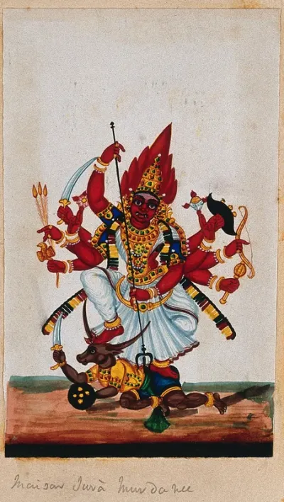 Mahishasuramardini ; Durga killing the demon Mahisha